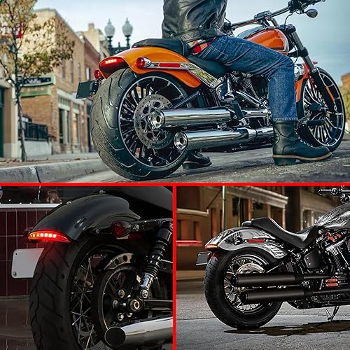 Miniatura 8 de Rich Choices Luz trasera de freno LED para motocicleta con guardabarros trasero cortado, placa de matrícula, luz trasera de parada, luz de