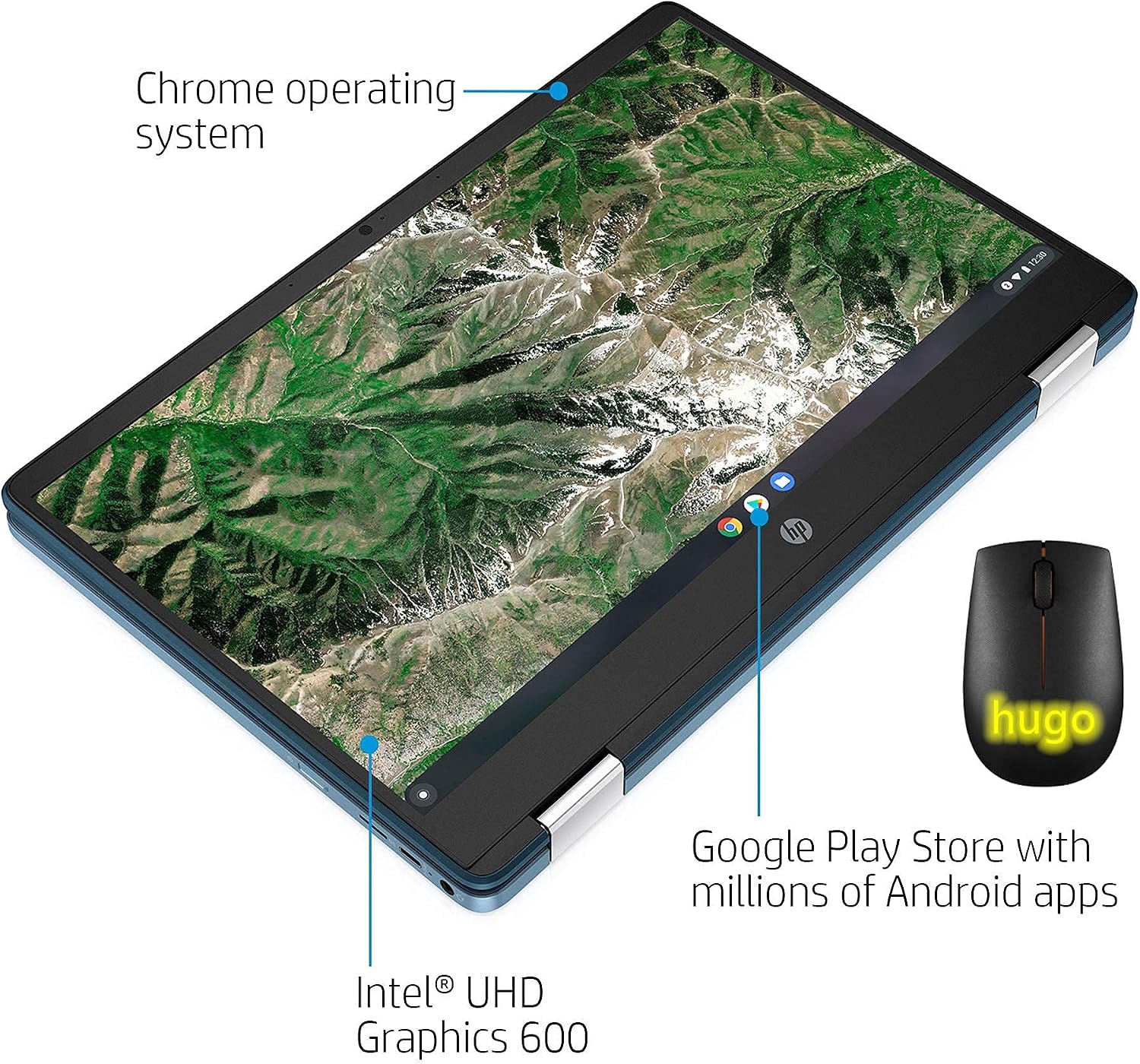 Flash Sale (Renewed) HP 2-in-1 Convertible Chromebook, 14inch HD Touchscreen, Intel N4020 Up to 2.8GHz, 4GB Ram, 64GB SSD, Intel UHD Graphics, Webcam,WiFi, Bluetooth,Blue, Chrome OS