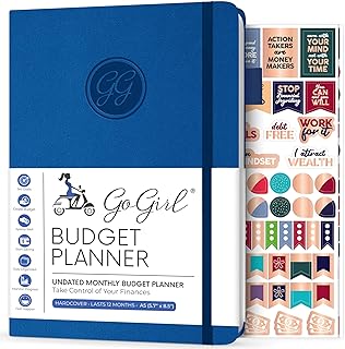 GoGirl Budget Planer - Monatliches Budgetbuch für Finanzplaner. Expense Tracker Notebook Journal zur Kontrolle Ihres Geldes. Undatiert, dauert 1 Jahr, A5-Größe (14.5x21cm) - Königsblau