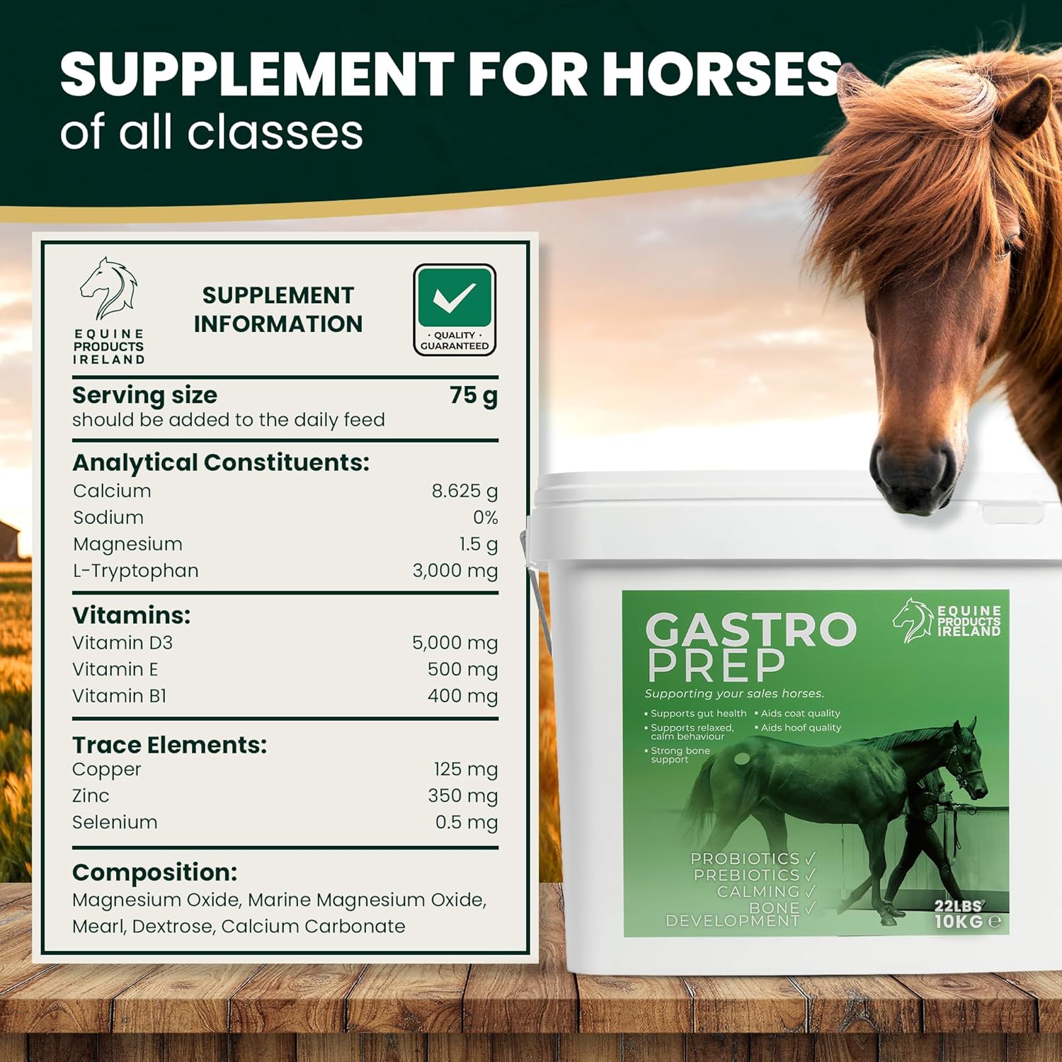 – Gastro Prep – Probiotic & Vitamin Horse Supplements, Supports Gut Health, Calm Behavior, Coat & Hoof Quality, Bone Strength – Horse Supplies – 10 kg (22 lbs)