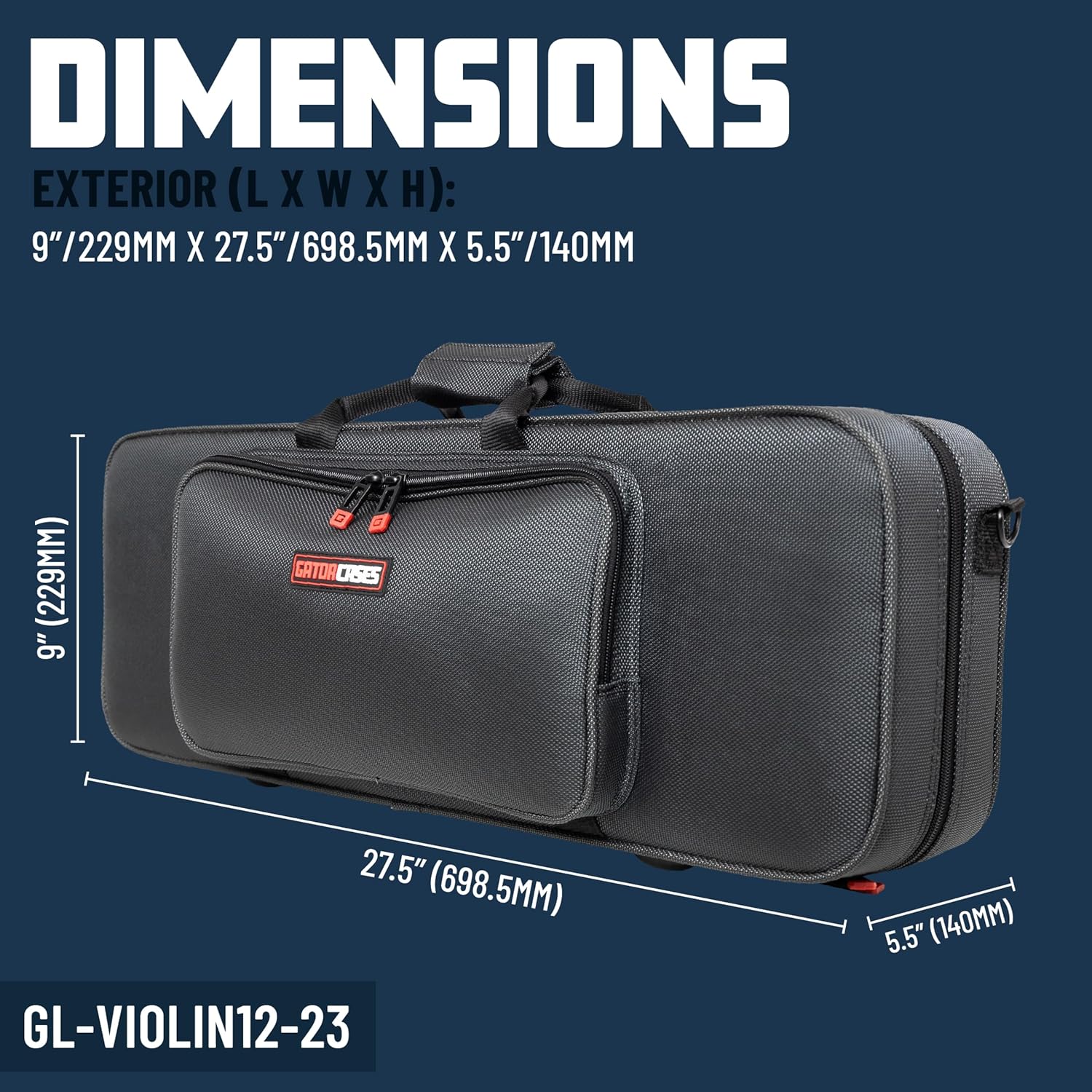 Gator Cases Adagio Series EPS Polyfoam Lightweight Case for 1/2 sized Violin;(GL-VIOLIN12-23)