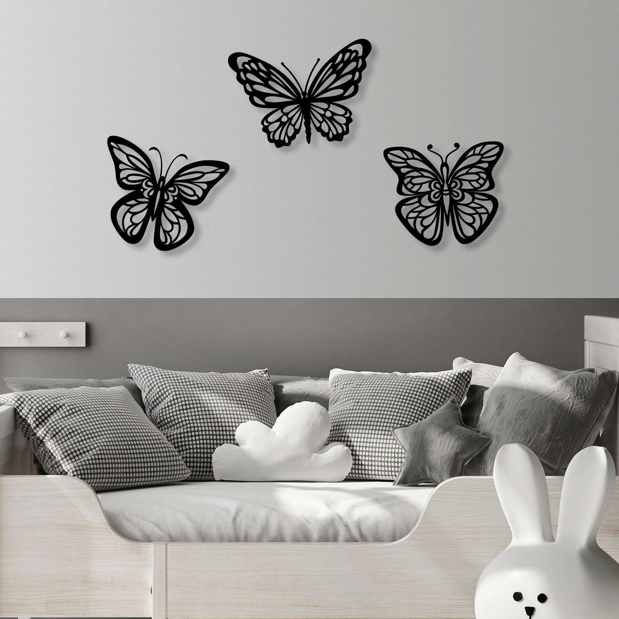 Stylish Black Decorative Metal Wall Accessory (3 Pieces), 36L x 25W cm - Image 3