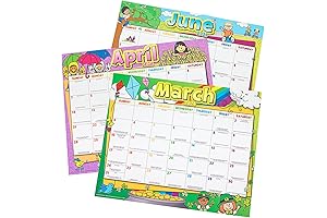 School Wall Calendar 2022-2023: Monthly Calendar Pages and Stickers for Primary and Intermediate Grades