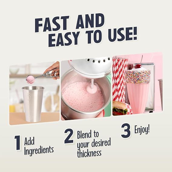 Nostalgia Two-Speed Electric Milkshake Maker and Drink Mixer, Includes 16-Ounce Stainless Steel Mixing Cup & Rod, Jade Green