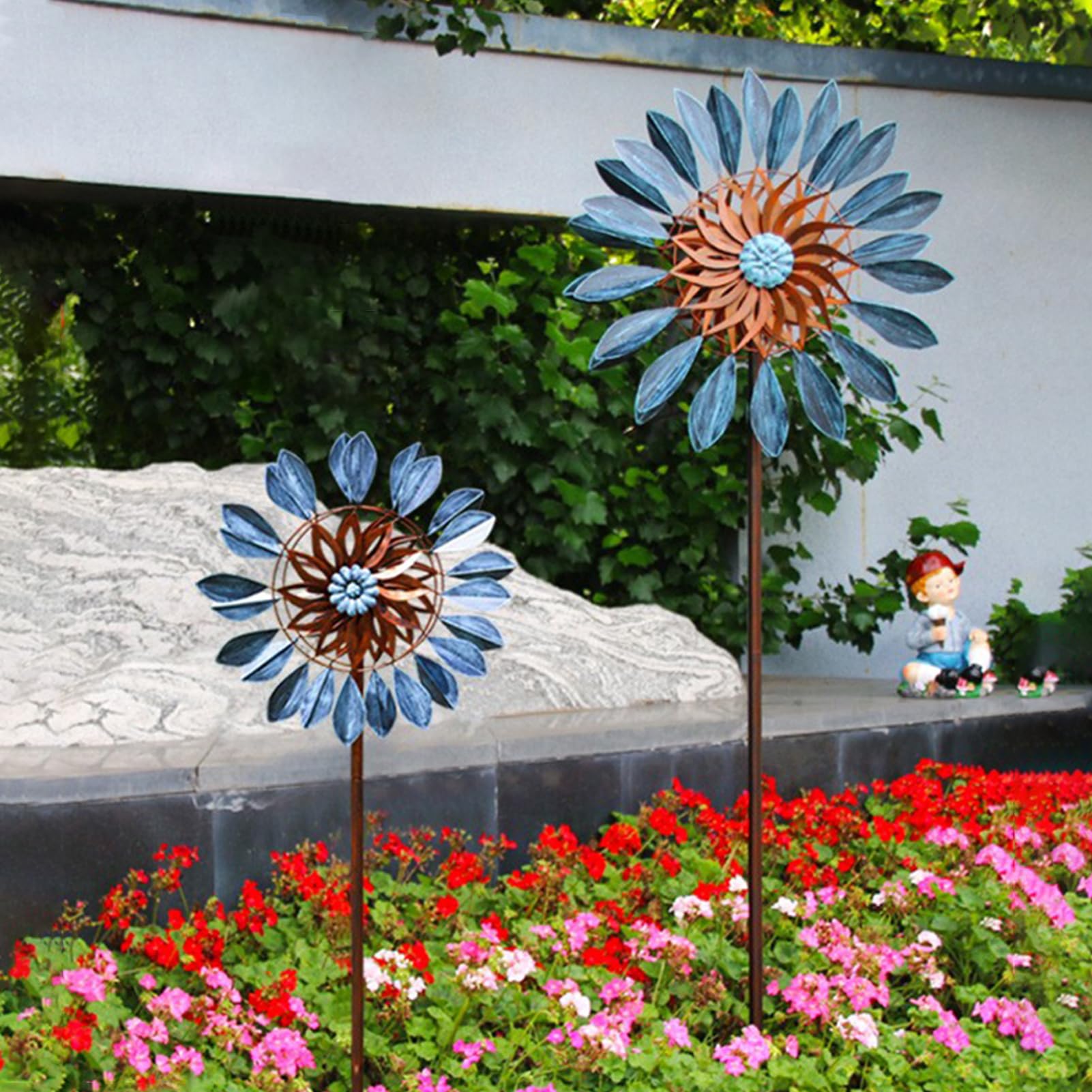Mulino a Vento all'aperto,Girandola in Metallo da Giardino,152 cm/213 cm Girandola cinetica per Esterni,Mulini a Vento Decorazioni per Prato per Patio Ornamento da Cortile