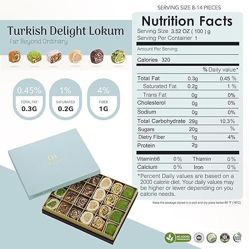Miniatura 6 de Damaskino Home Delicias turcas experiencia de dulces auténticos y gourmet, 22.90 onzas de exquisita indulgencia oriental, surtido Lokum con