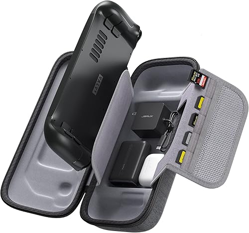 JSAUX BG0102 - Funda de transporte compatible con Steam DeckSteam Deck OLED, funda protectora de transporte rígida con almacenamiento de cargador
