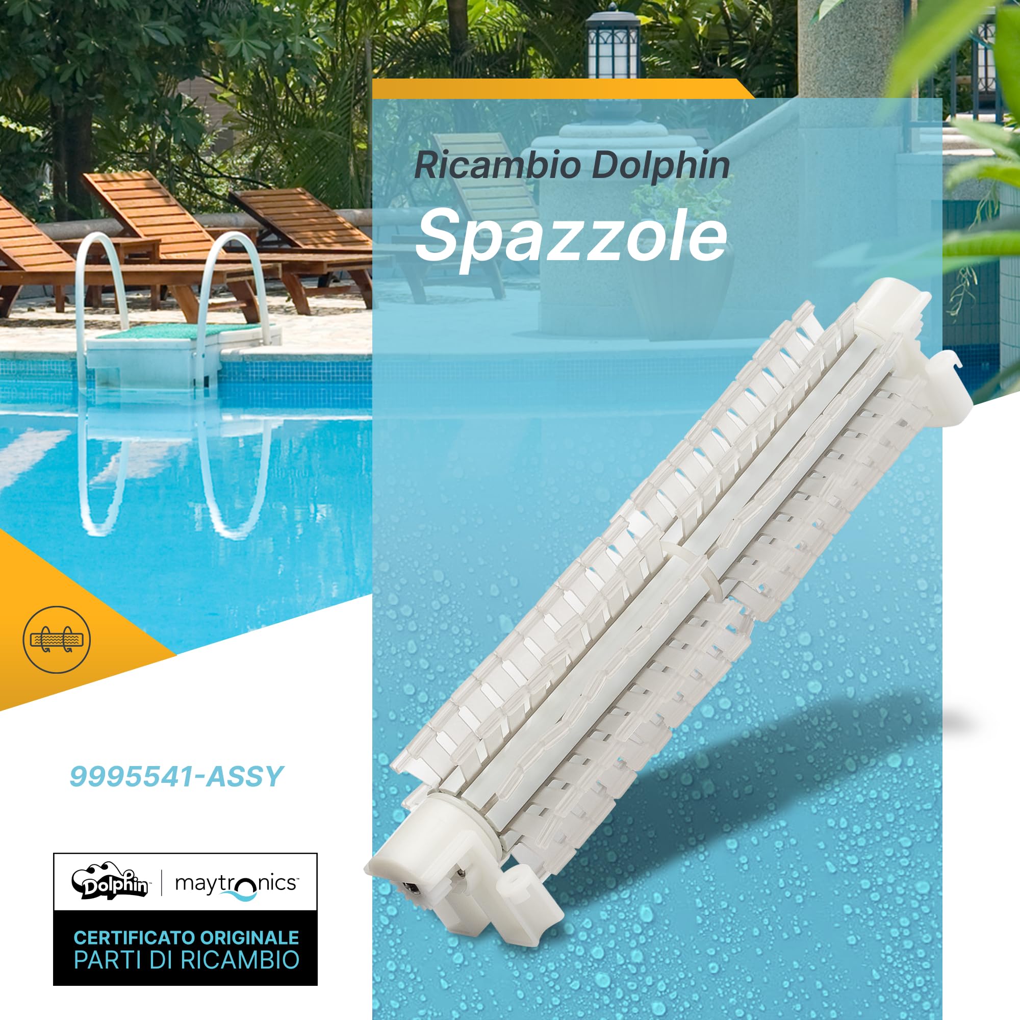 Dolphin Parte di Ricambio Originale - Kit completo di spazzole anteriori - Codice ricambio 9995541-R1