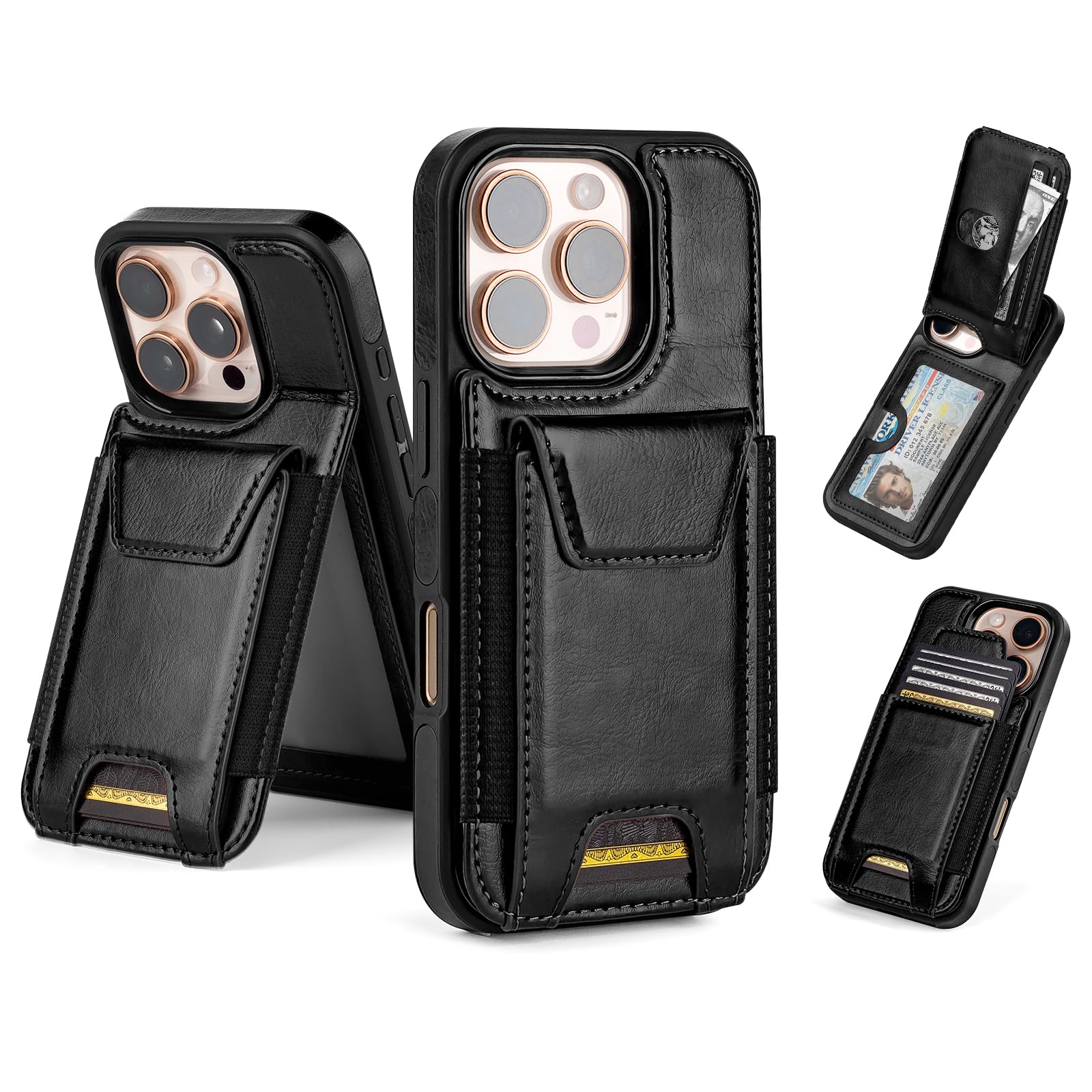 SkyEagle Compatible with iPhone 16 Pro Wallet Case with Card Holder,Women Men Phone Case PU Leather RFID Blocking Shockproof Magnetic Flip Cover