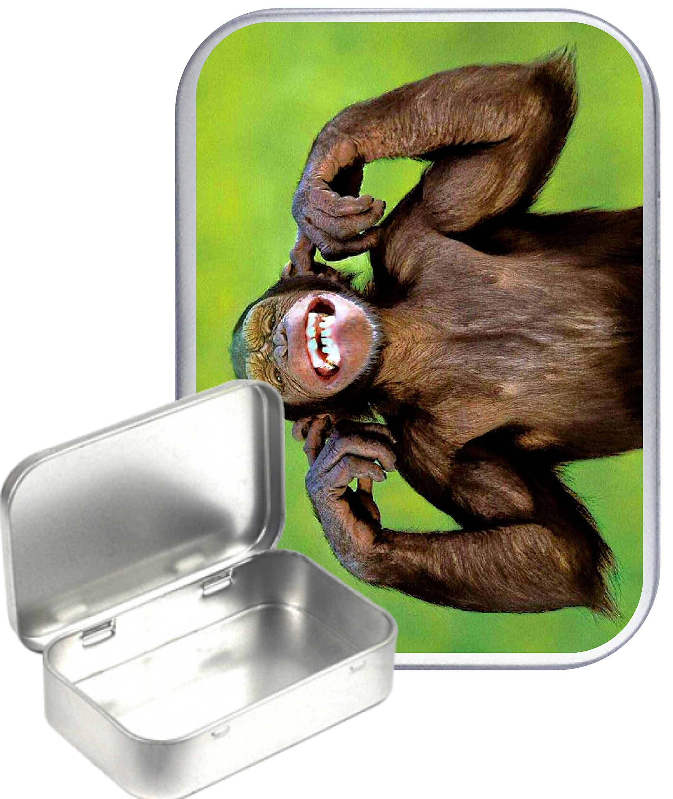 TEEZ Cheeky Monkey Hinged Tin,Small 30ml Tin, Pill Tin, Pocket tin, Gift Box, 1oz Tobacco tin