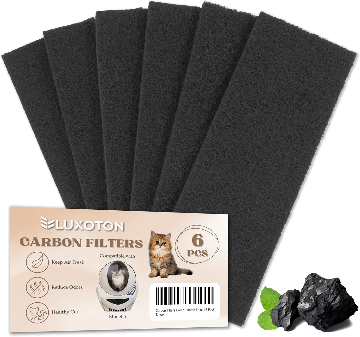LUXOTON 6 Pack Carbon Filters Compatible with Model 3