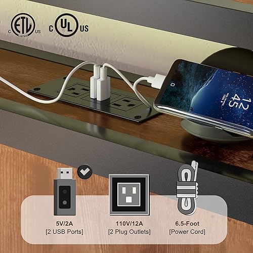 Miniatura 5 de Marco de cama tamaño Queen, marco de cama de plataforma con cabecera de almacenamiento de 2 niveles y estación de carga, no necesita somier, sin