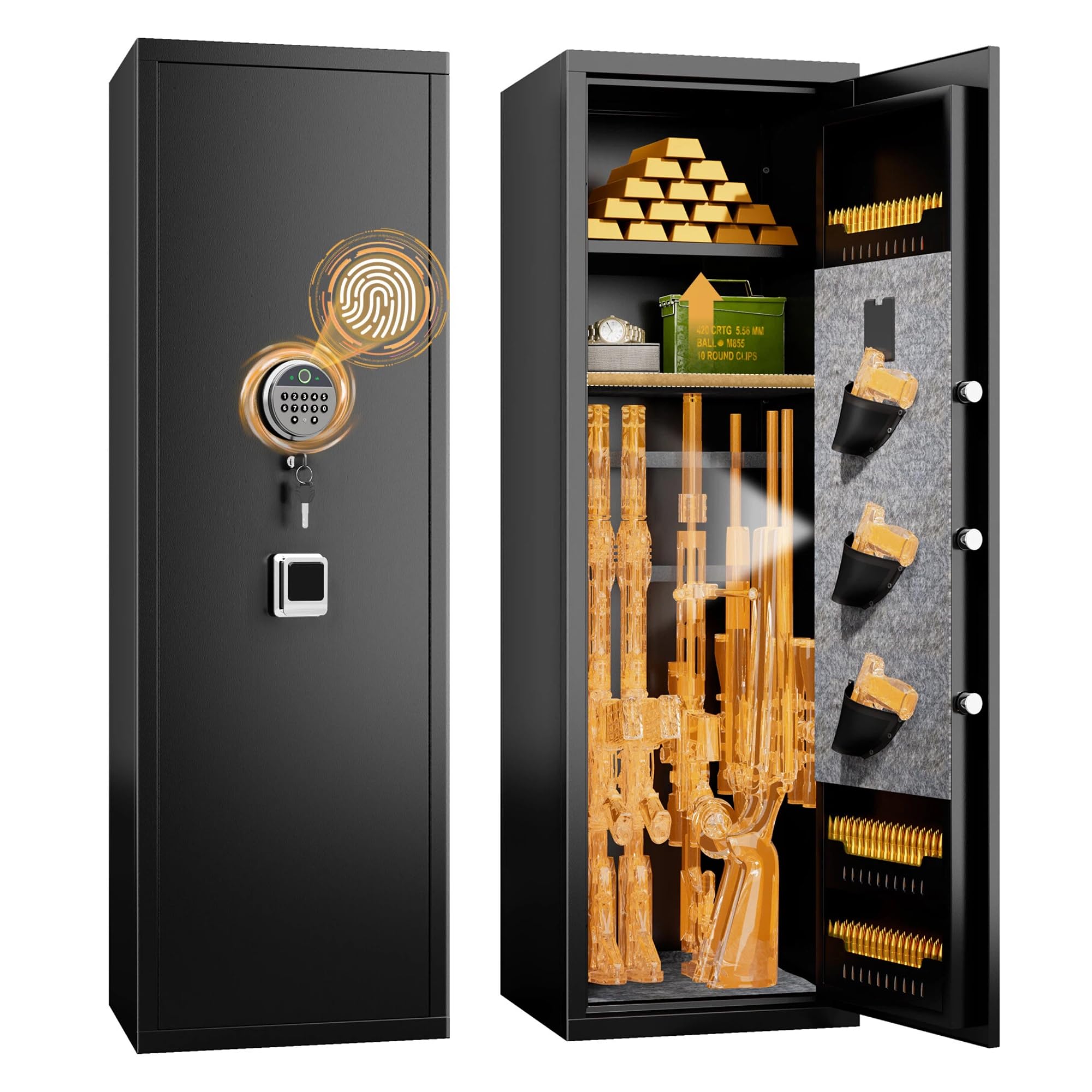 Photo 1 of *** FACTORY SEALED** [No Assembly Required]8-12 Fingerprint Gun Safe for Rifles and Pistols,Gun Safes for Rifle and Password Lock, Gun Cabinet for Home with Adjustable Shelves,Biometric Long Gun Safe,57" High