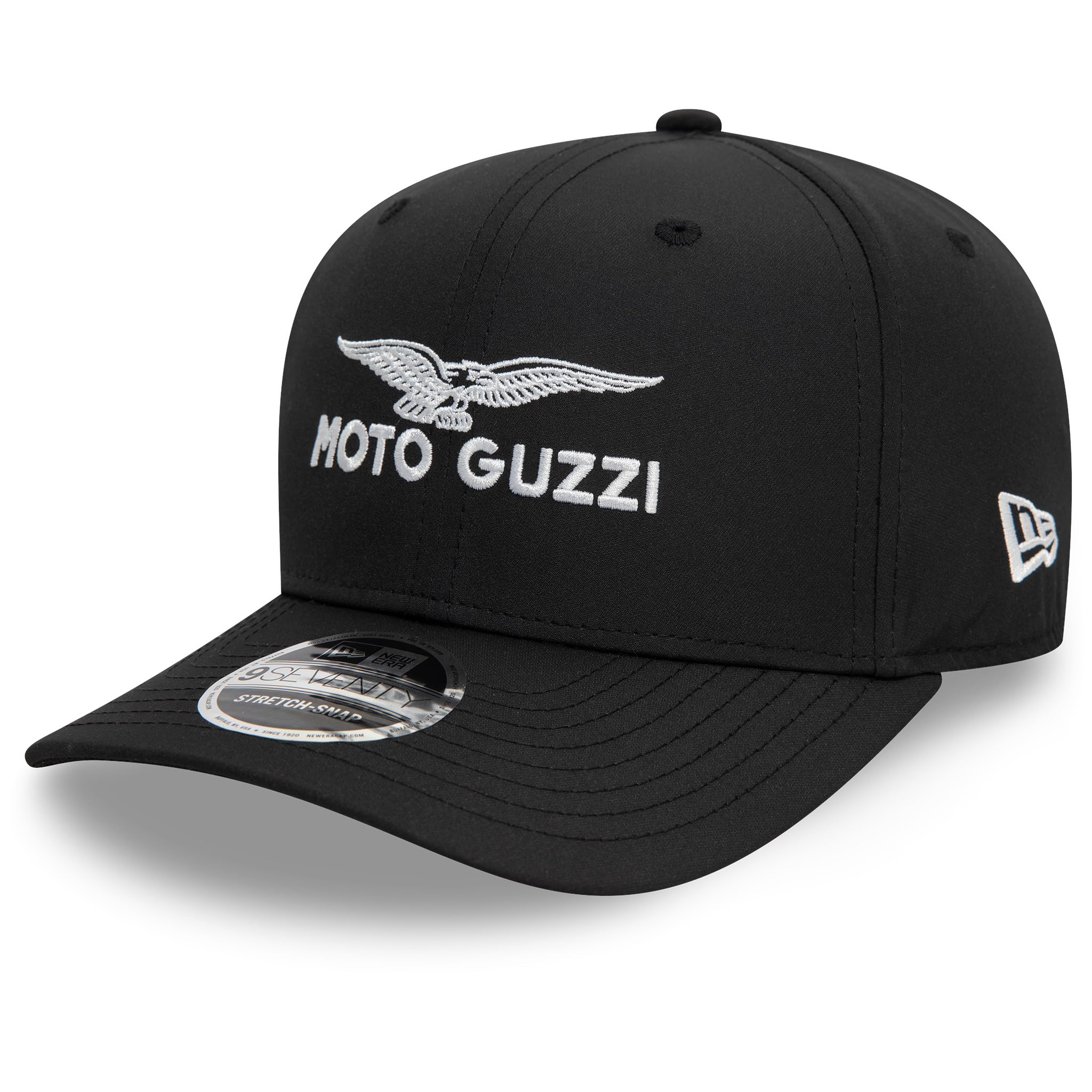 New Era Unisex Black Moto Guzzi Baseball Cap, 9Seventy Core Logo, Adjustable Stretch-Snap