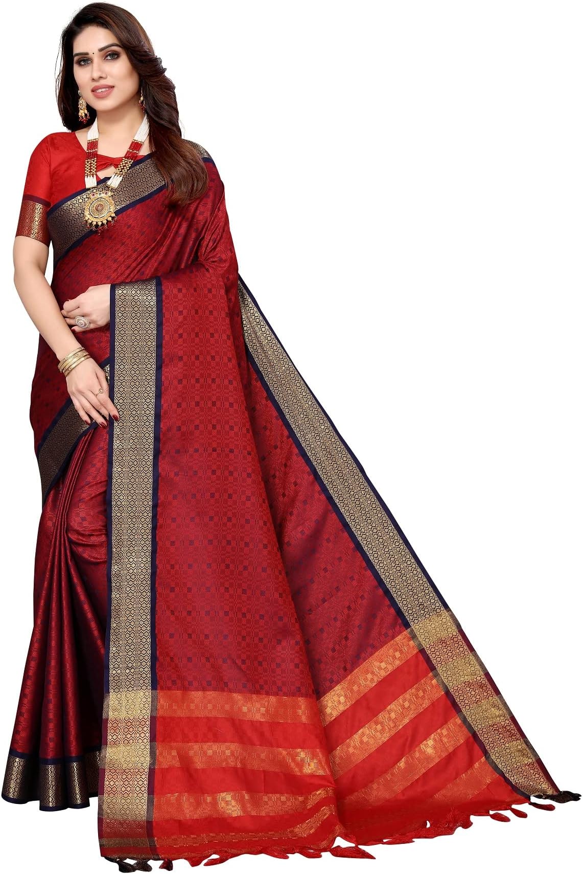 IMTRA FASHIONIndian Women's Letest Design Cotton Silk Woven Saree with Bloouse