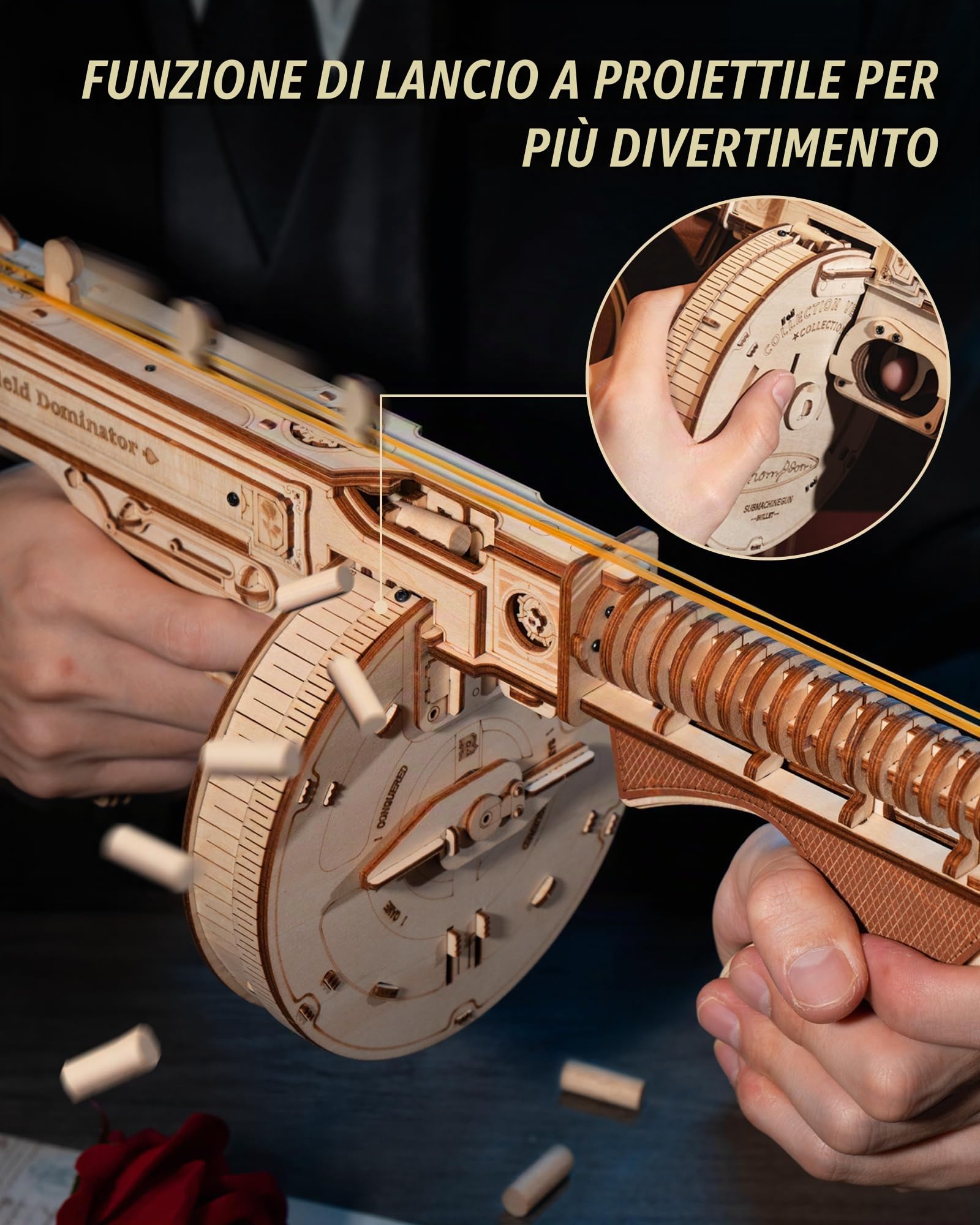 ROKR Tommy Thompson Puzzle 3D in Legno Kit di Modellismo per Adulti Idea Regalo per Uomini (LQB01)