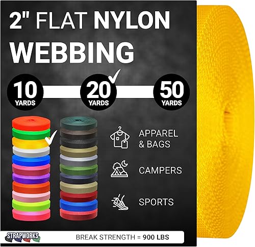 Vista 27 de Strapworks - Correa de nailon resistente de 2 pulgadas para cinturón, mochila, correa, collar, correa de perro, sujeción y más, 9, 18 o 45.7 metros