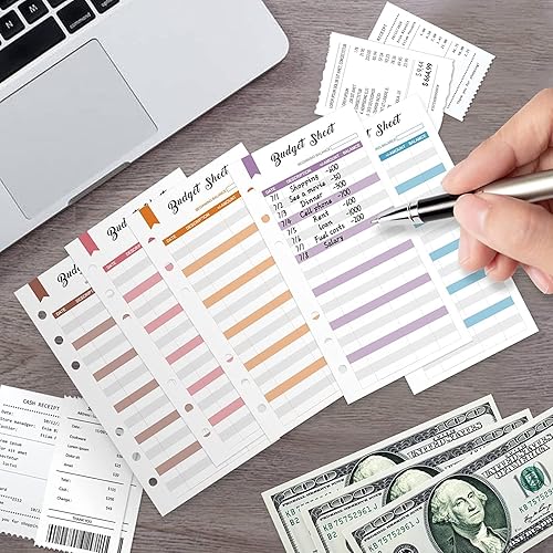 Miniatura 5 de Juego de carpetas presupuestarias A7, mini organizador de dinero para ahorrar efectivo, sistema de sobres de relleno de efectivo, carpetas