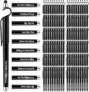 100 Pcs Inspirational Pens Bulk Black Motivational Ballpoint Pen with Writing Touch Screen and