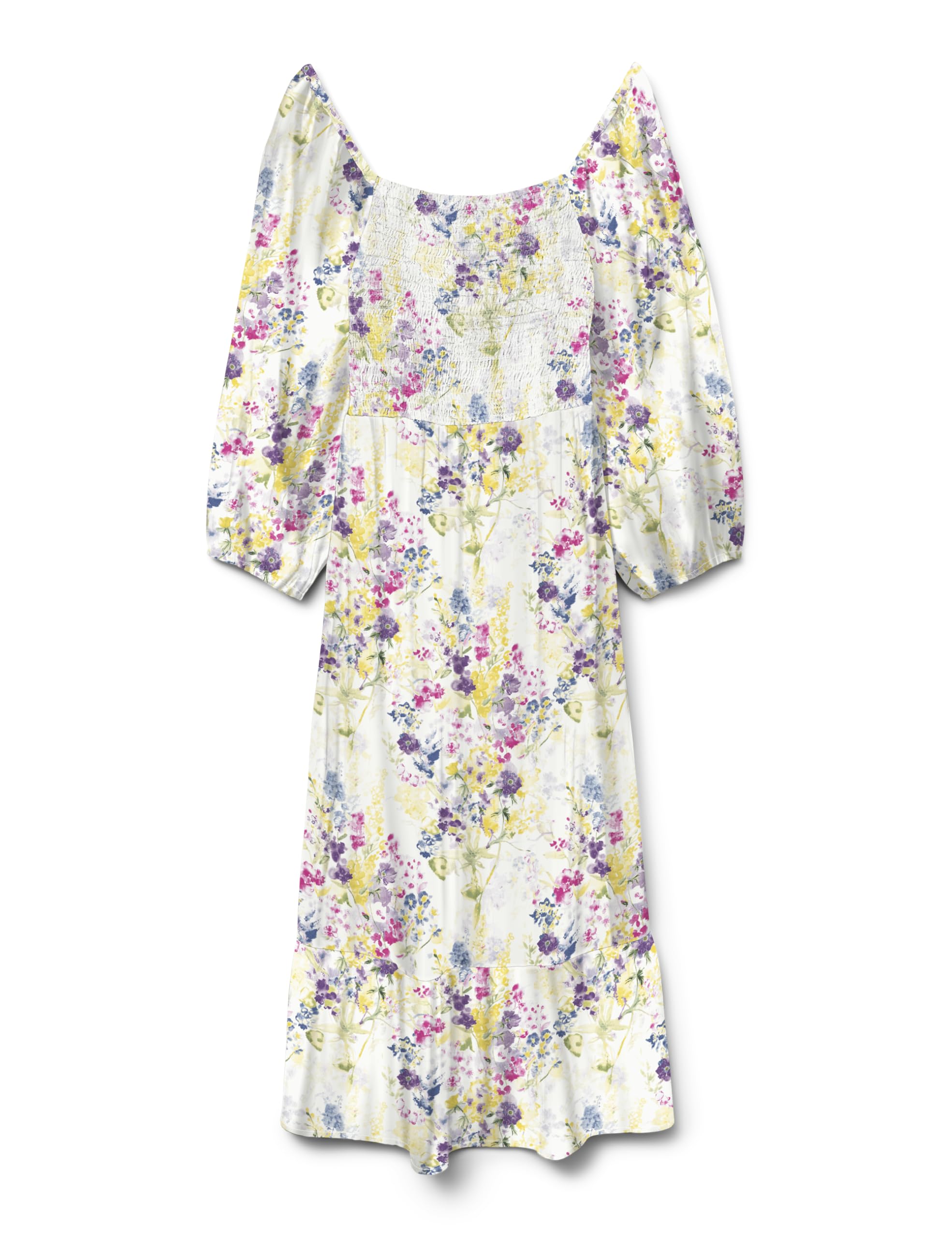 VERO MODA Vmdicthe 3/4 Square Calf Dress WVN Ga, Snow White, S