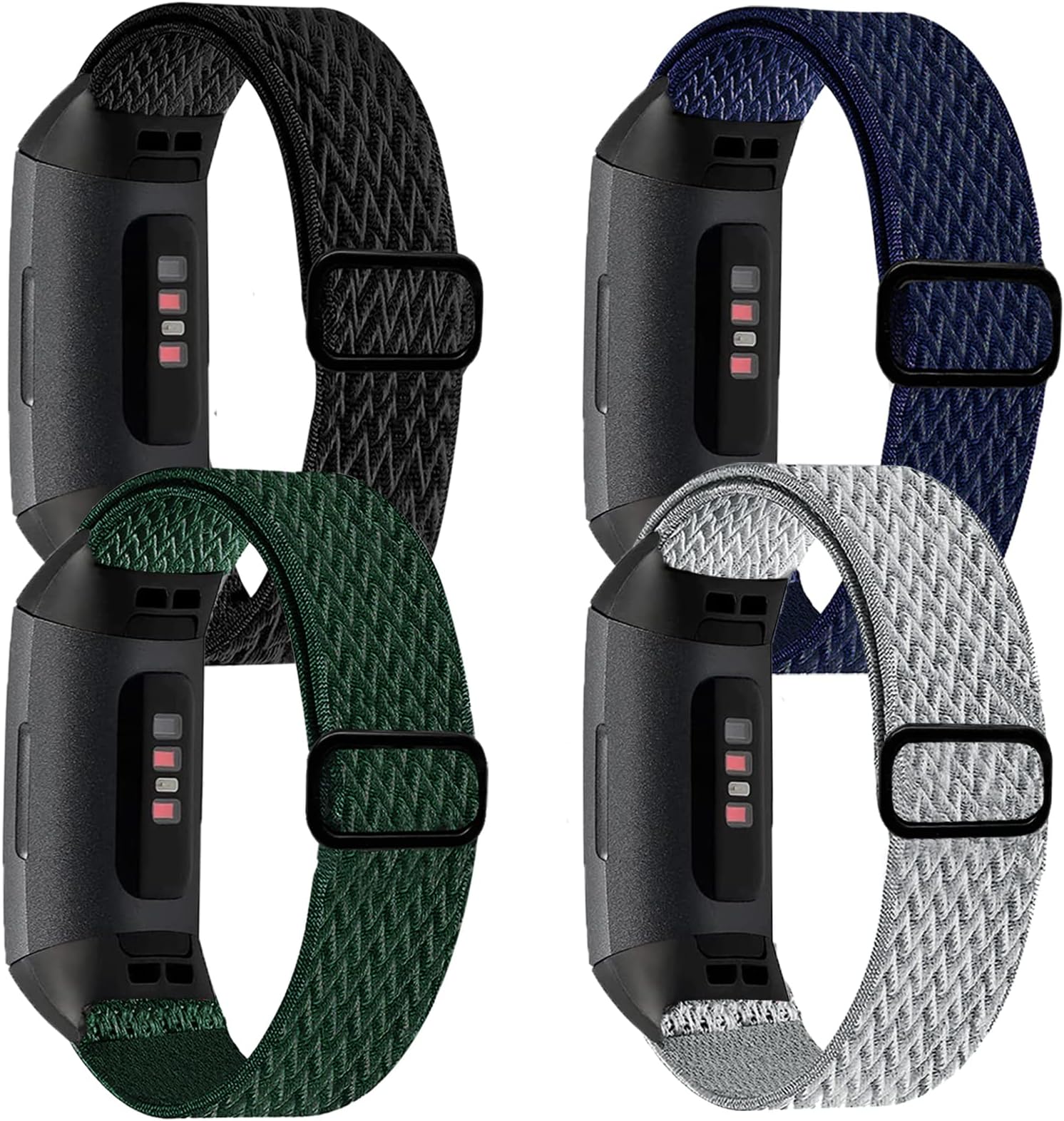 4 Pack Stretchy Band Compatible with Fitbit Charge 4 Bands/Charge 3 Band/Charge 3SE Smart Watch Wristbands for Women Men, Breathable Adjustable Loop Nylon Replacement Straps Elastic Charge 3