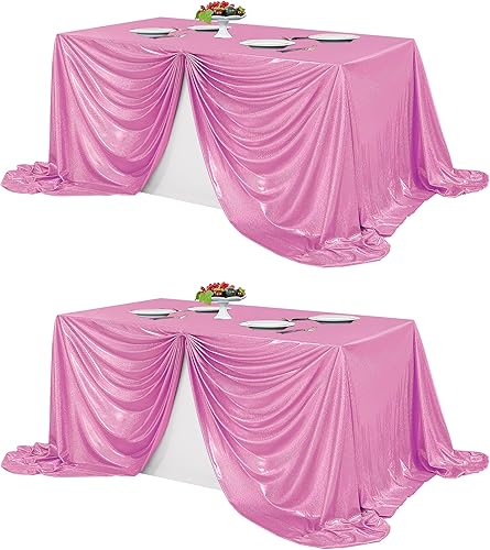 Fitable Paquete de 2 manteles de lentejuelas rosas para fiestas, de 90x132 pulgadas, mantel rectangular con purpurina brillante, para boda, baby