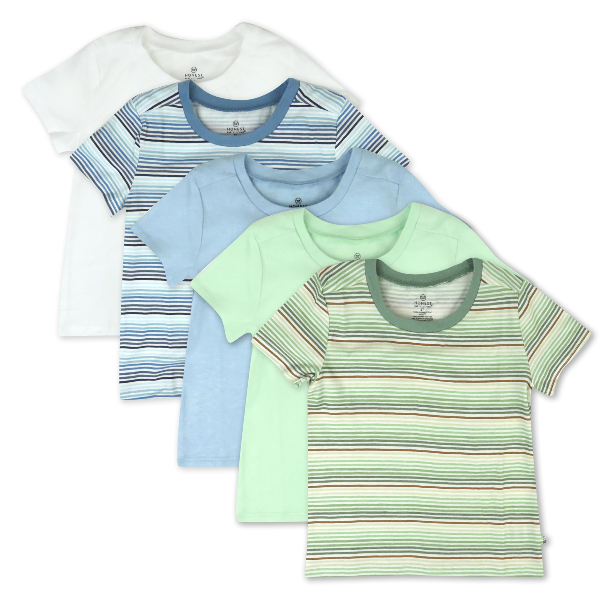HonestBaby Baby Toddler &amp; Kids' 100% Organic Cotton Short Sleeve T-Shirts (10-Pack)