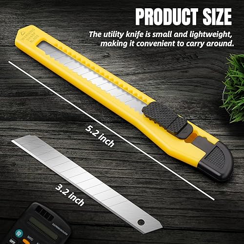 Miniatura 4 de TIFICAL Exacto - Cortador de cajas  Paquete de 24 cuchillos utilitarios  Cuchillo de afeitar afilado con cuchillas de 0.354 in de ancho  Cuchillo de