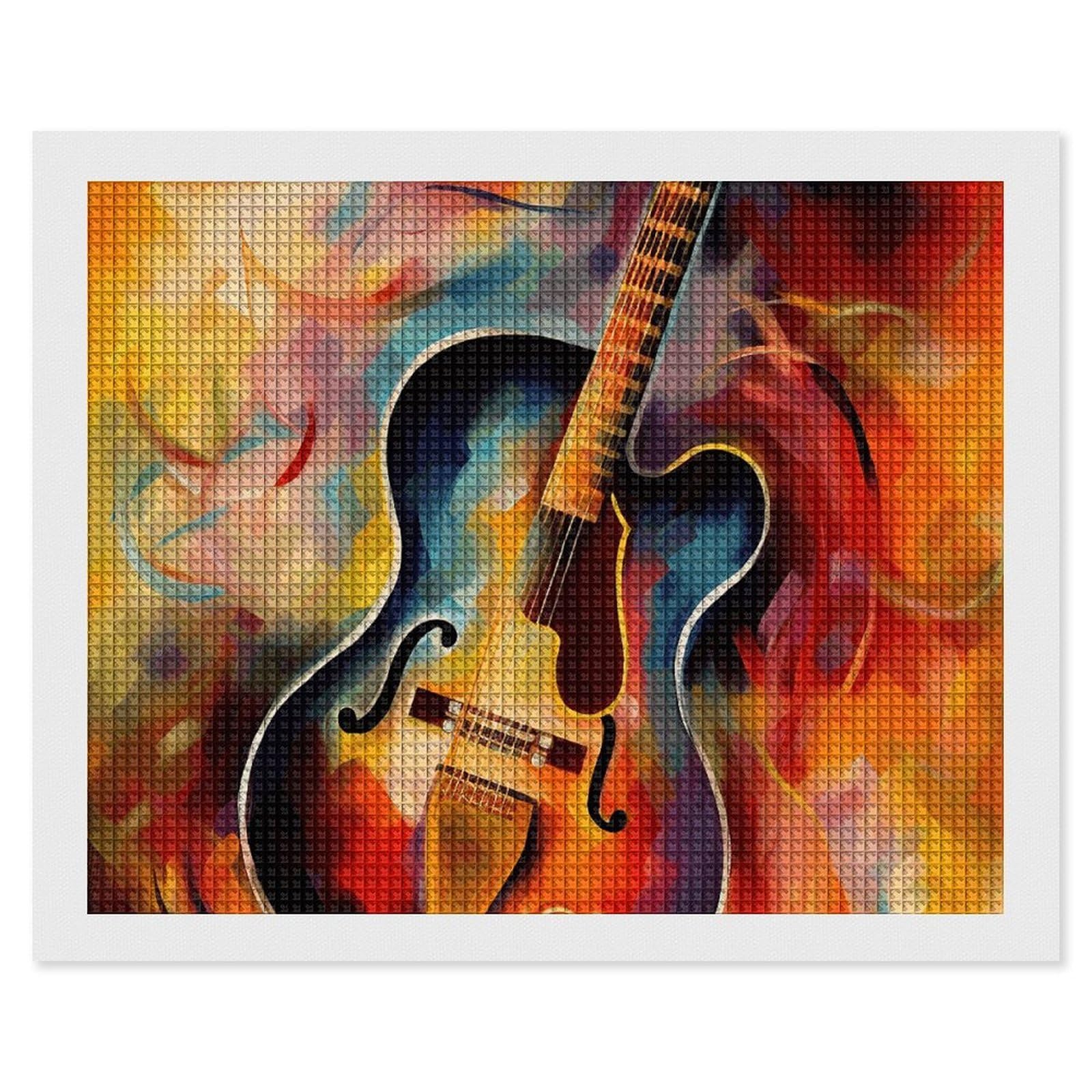 Diamond Painting Kits for Adults - DIY Diamond Art Kits for Beginners - Full 5D Paint Drill Diamond Dots Paintings- Abstract Watercolor Guitar Diamonds Pictures Gem Art And Craft Wall Decor 16"x20"