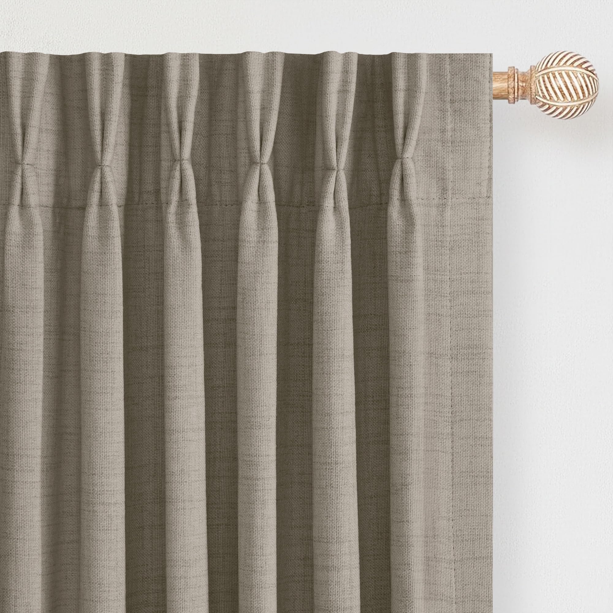 DEFYNEE Pinch Pleated Curtain, Blackout Curtains for Bedroom, Linen-Look Thermal Insulated, with Back Tab & Hooks, Curtains for Living Room, Office, 2 Panels,40"x102",FauxLinen