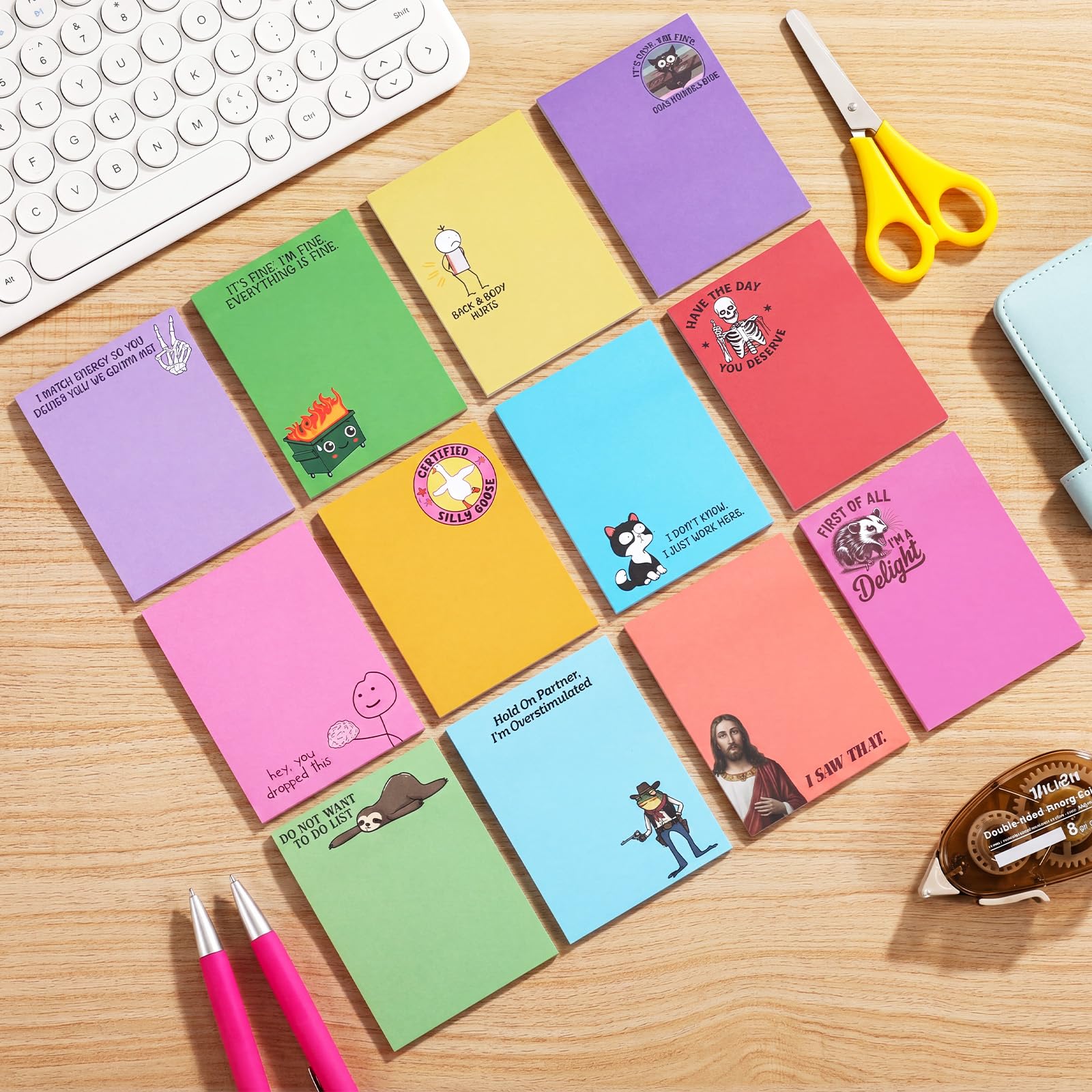 Lustige Haftnotizen für die Arbeit, 10,2 x 7,6 cm, sarkastisch, selbstklebend, Notizblöcke für Büro, Kollegen, Geschenke, Mitarbeiter, Wertschätzungsbedarf (humorvoll, mehrfarbig)