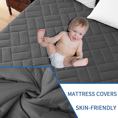 Miniatura 4 de Protector de colchón 100% impermeable, tamaño King, acolchado, a prueba de polvo, para un sueño acogedor, ultra suave y transpirable, bolsillo