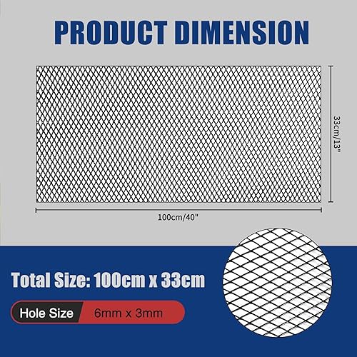 Miniatura 2 de Malla metálica negra universal de 40 "X13" Aleación de aluminio 0.118 x 0.236 in Rhombic Hole Car Grill Mesh for Front Grille Insert Bumper