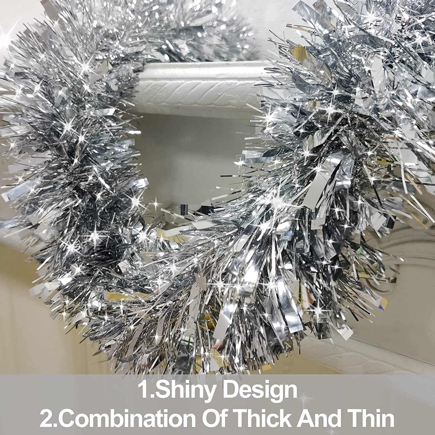 ZKTYQUIHE 4 Pack Total 28 Ft Tinsel Garlands Christmas Tree Decorations - Image 3