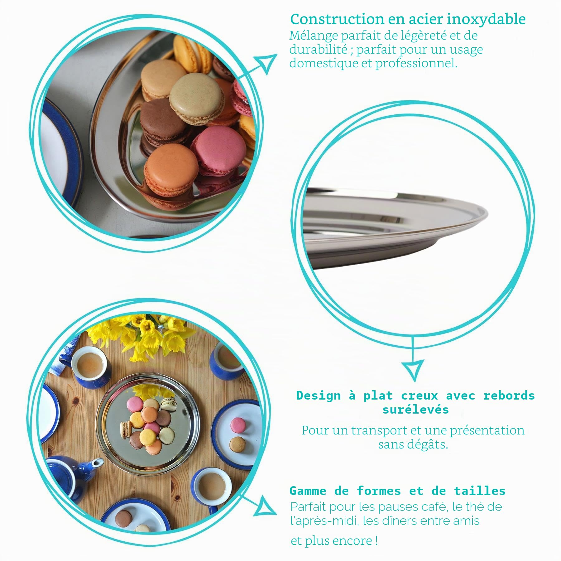 Argon Tableware 6X 40cm x 27cm Plateaux de Service Ovales en Acier Inoxydable - Moyen Fête Dîner Collation Buffet Nourriture Sandwich Afficher Plateau Assiettes Plats