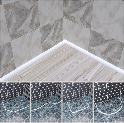 Miniatura 6 de Duzzy Presa de tira de agua de esquina de 78 pulgadas, deflector autoadhesivo con bloqueo de agua para adecuado para el espacio entre la ducha, la