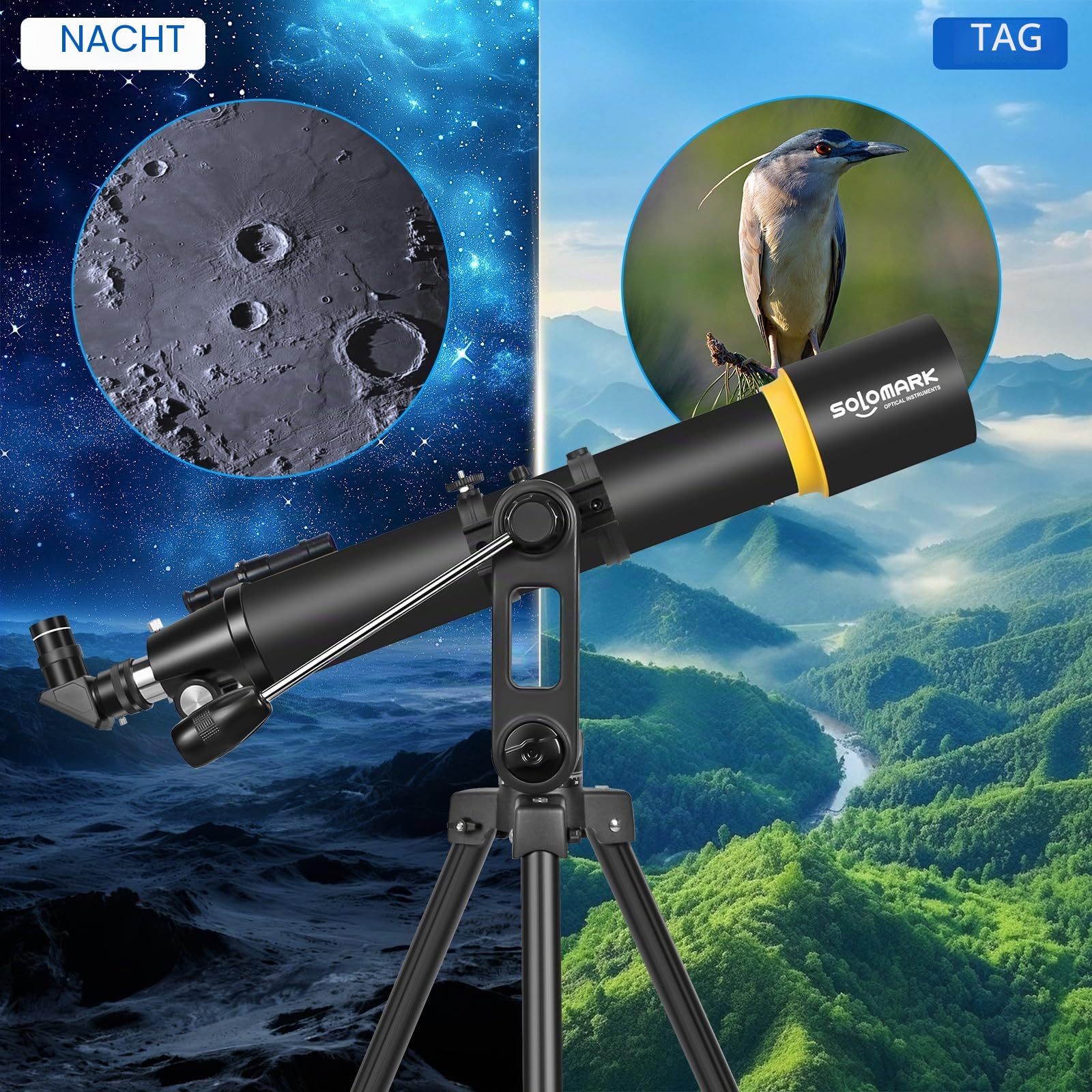 Teleskop für Erwachsene, Professionelle Hochleistungs 90mm Blende 800mm Refraktor Teleskope für Astronomie Anfänger mit AZ Mount Stativ & Telefon Adapter
