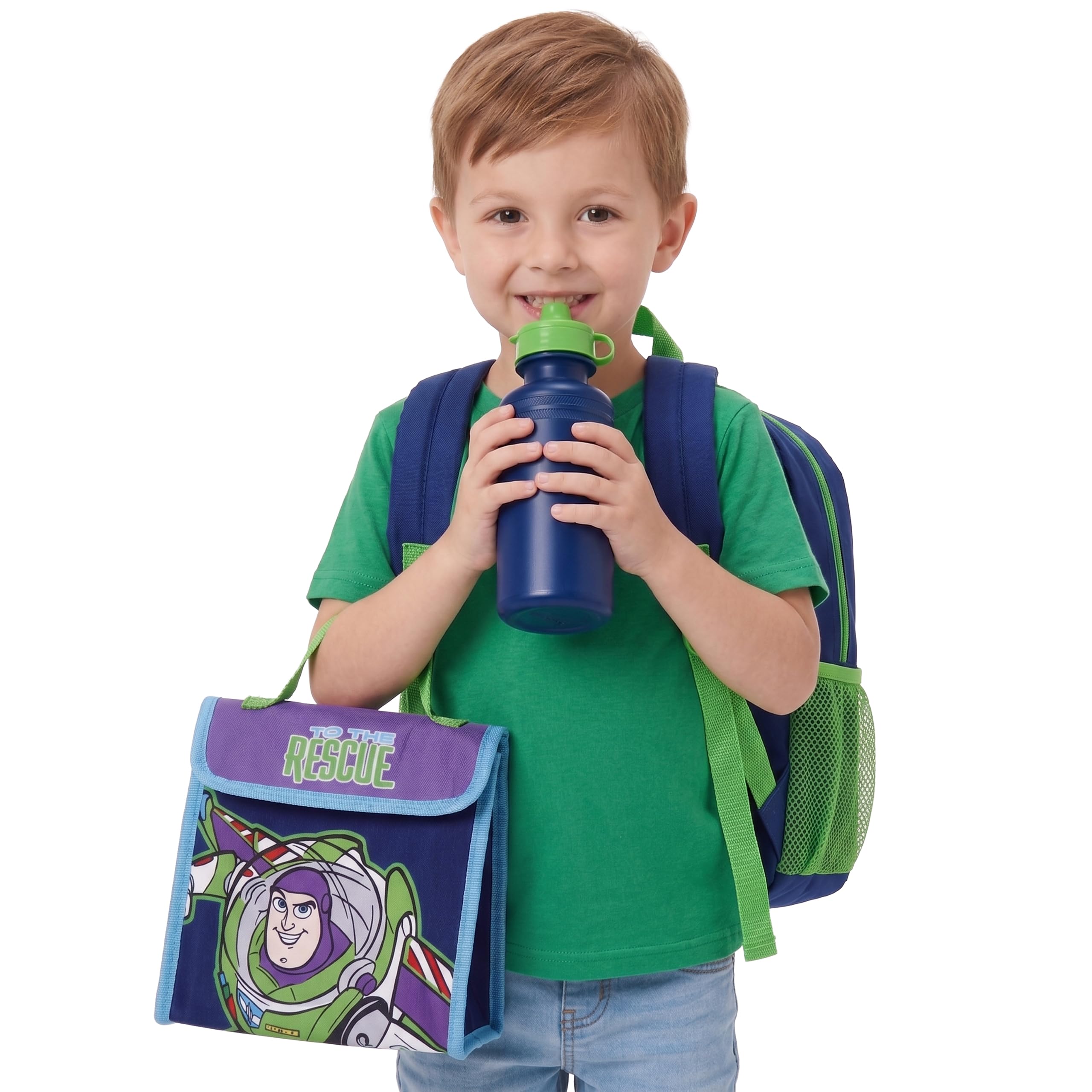 Disney Toy Story Plecak Szkolny Buzz Astral, 4-częściowy Zestaw z Plecakiem