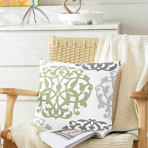 Miniatura 5 de CaliTime Juego de 2 fundas de almohada decorativas de forro polar en dos tonos con brújula floral geométrica para sofá, cama, decoración de casa