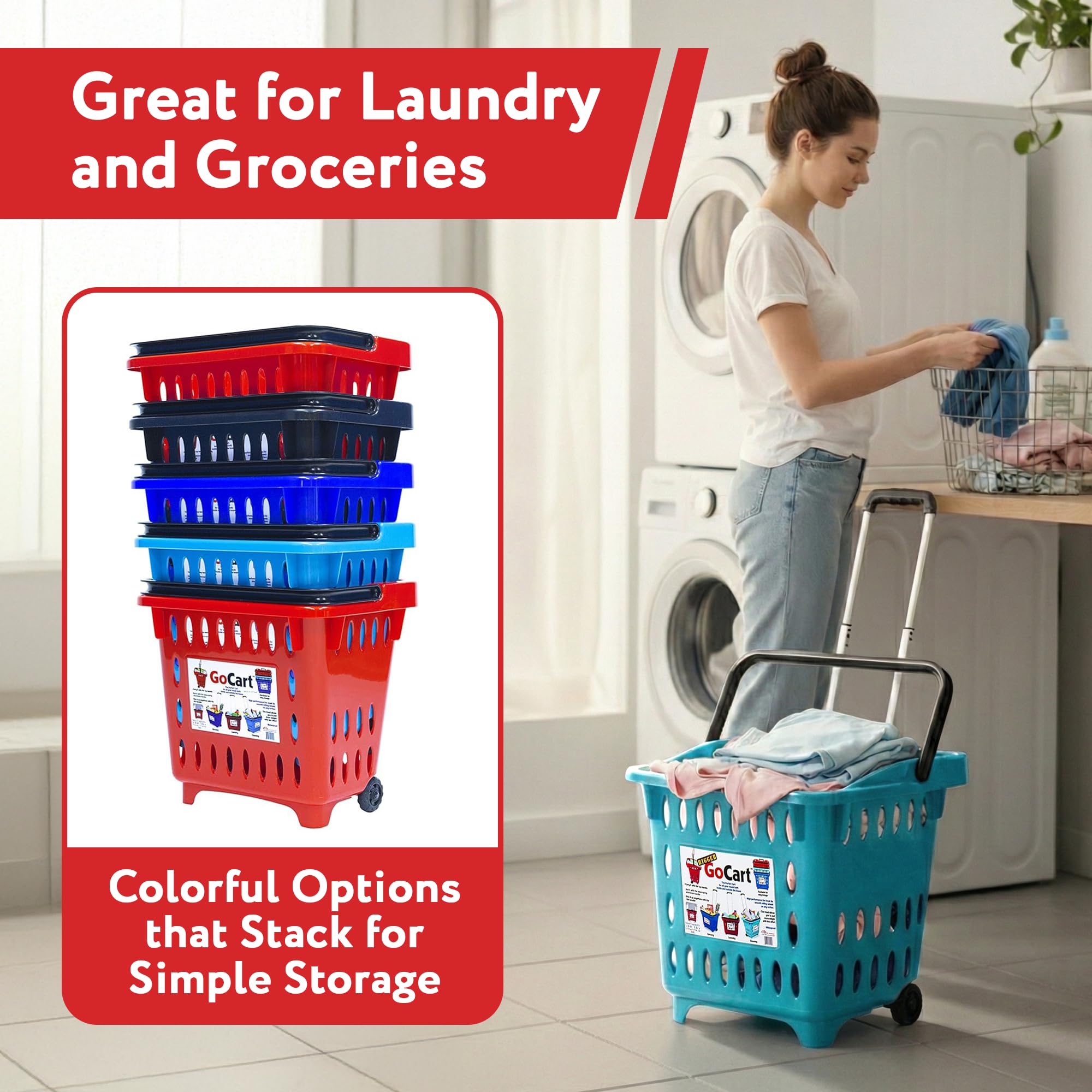 dbest products Gocart, Teal Grocery Shopping Basket Rolling Laundry Cart