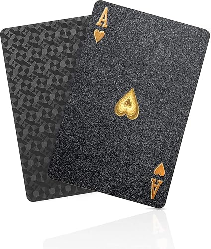 Naipes - Juegos de cartas impermeables para familias - Juegos de cartas de casino vintage con temática de cartas para adultos (negro)