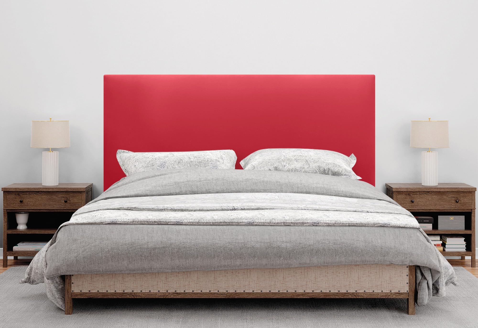 DHOME Cabecero Tapizado Liso de Polipiel Altura 70CM Grosor 4cm y 8cm para Pared Acústicos Cabeceros Cabezal Absorbentes Cama Dormitorio (Polipiel Rojo, 90cm, Grosor 8cm)