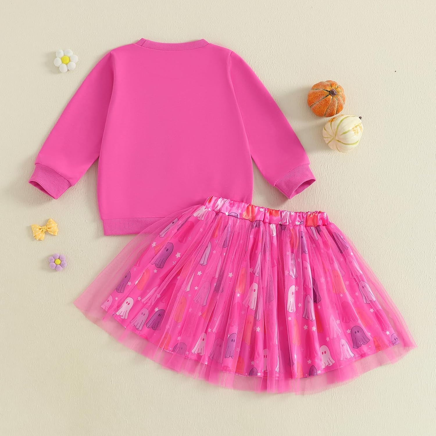 Halloween Outfits for Toddler Girls 1-5T Ghost Sweatshirt Tutu Skirt Set Pumpkin Baby Fall Clothes 6-24 Months - Image 8
