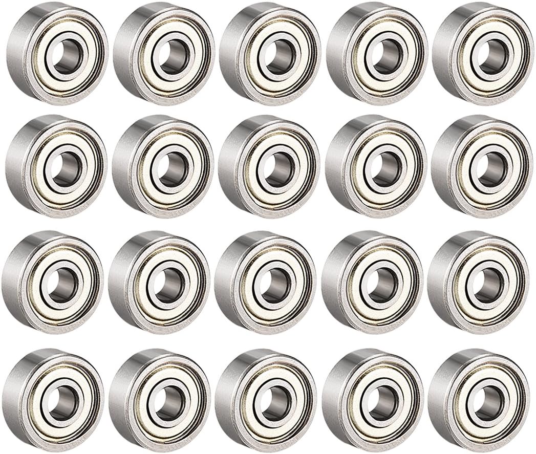 uxcell 624ZZ Ball Bearing 4mm x 13mm x 5mm Double Shielded 624-2Z 80024 Deep Groove Bearings, Carbon Steel (Pack of 20)
