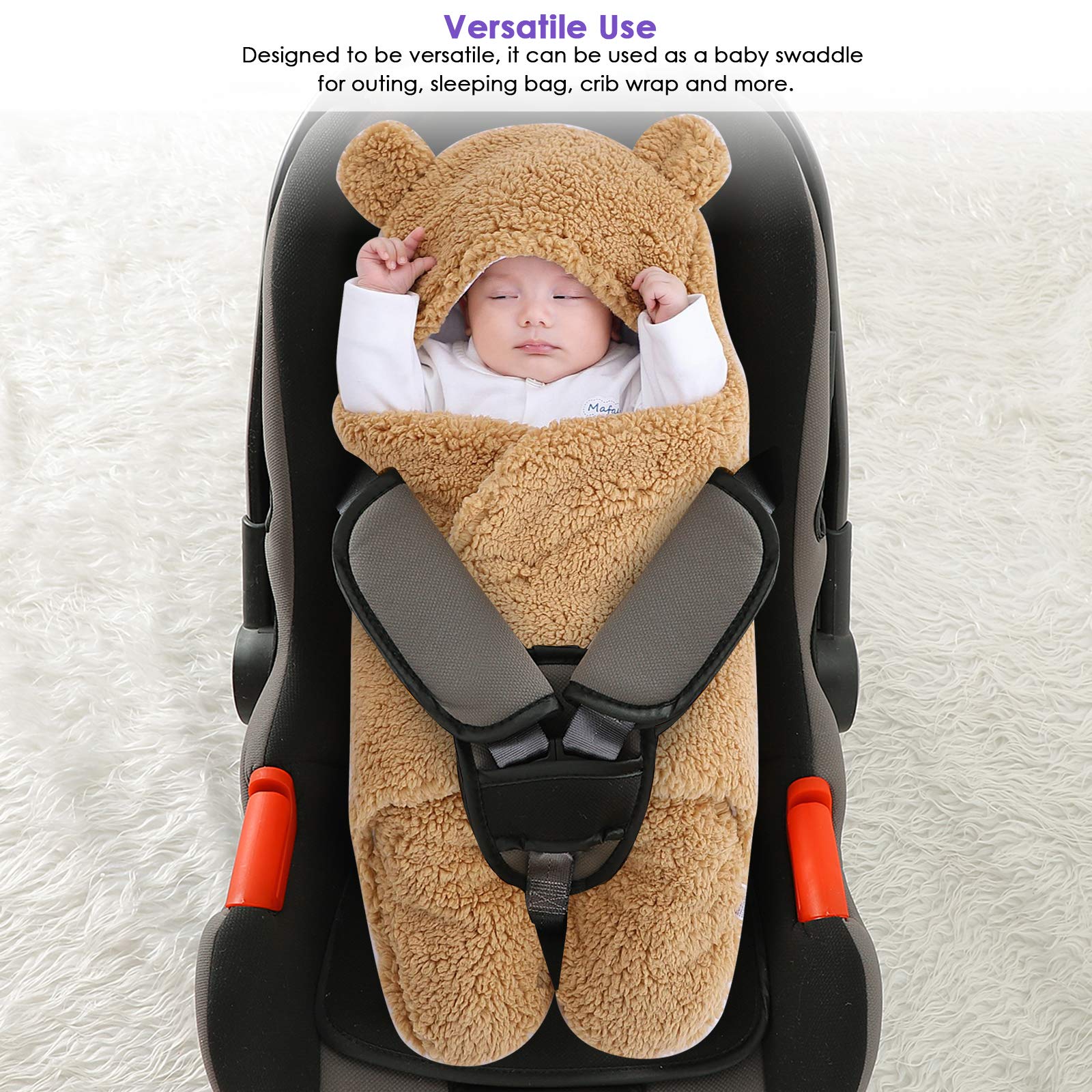 YINUODAY Baby Hooded Swaddle Blanket, Newborn Baby Receiving Blanket Fleece  Swaddle Sleeping Bag Sack for Baby Boys and Girls