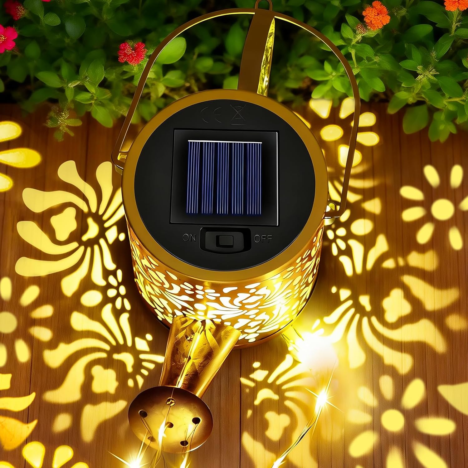 Solar Lights Garden Decor, Waterproof Solar Watering Can with Butterfly Garden Stakes, Outdoor Light with Cascading Lights for Outside Patio Lawn Porch, Birthday Gift for Women