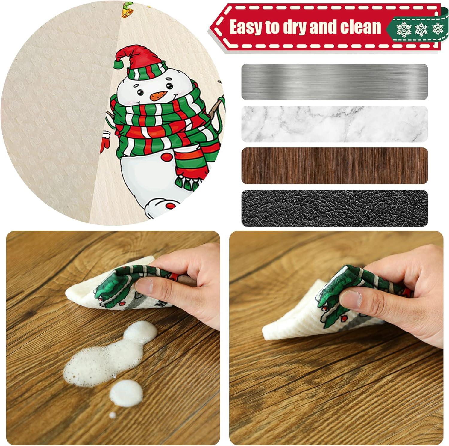 Christmas Swedish Themed Dishcloths Reusable Absorbent Swedish Style Cleaning Dishcloths Xmas Kitchen Dish Cloth Towels Cleaning Wipe for Party Home Clean Housewarming, 7 x 8 In (Vivid Style, 9 Pcs) : Health & Household