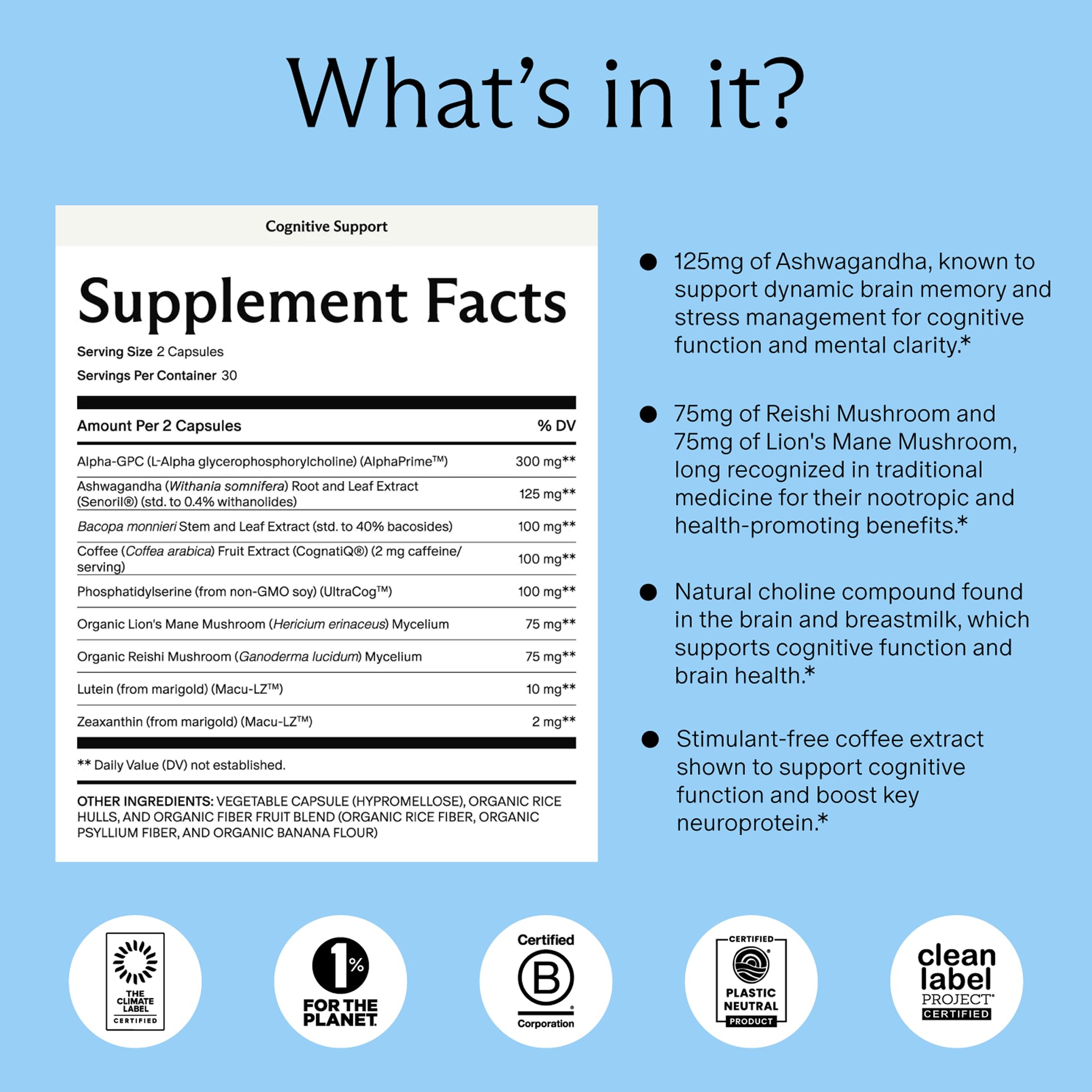 Needed. Cognitive Support, Supplement with Ashwagandha, 30-Day Supply — Amazon image 2
