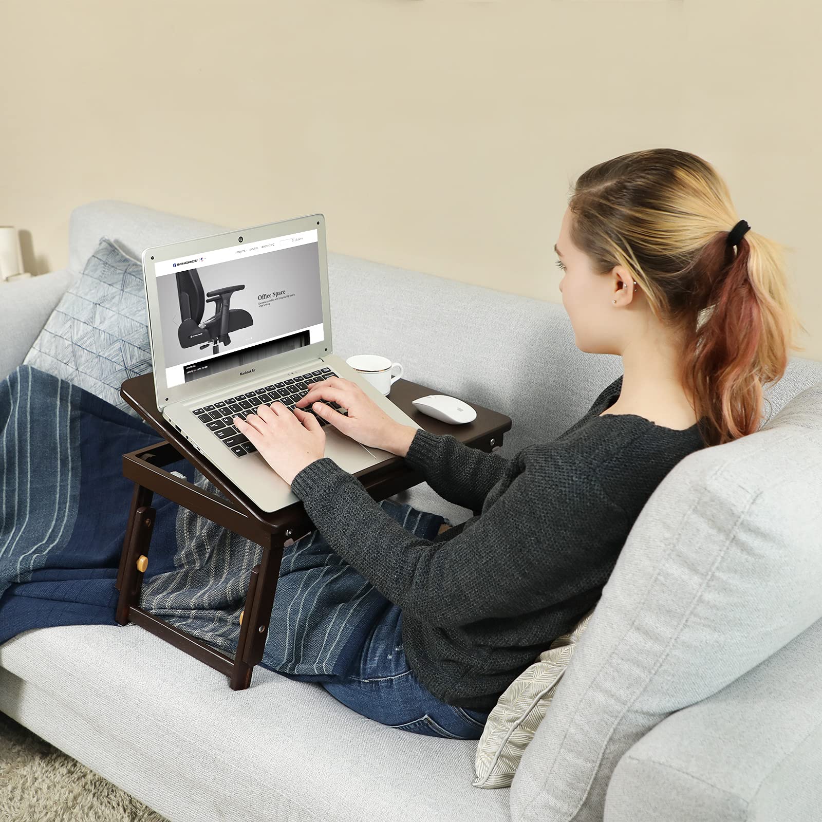 Buy SONGMICS Laptop Desk for Bed Sofa with Adjustable Tilting Top