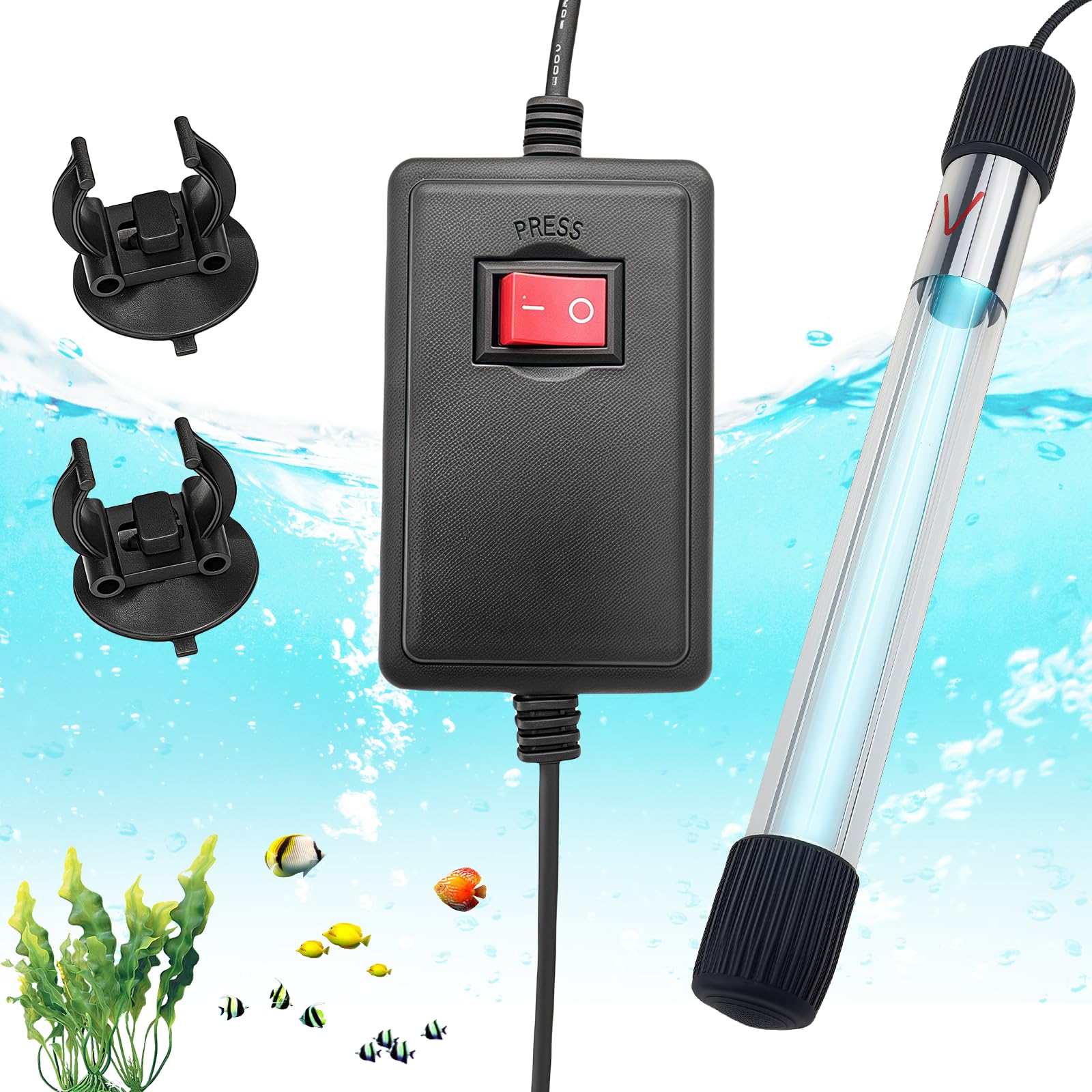 BAIFULAI Aquarium UV Sterilizer Lamp with Timer: 13W UV Light with Waterproof Thick Shell, UV Clarifier for Cleaning Aquariums, Pools, Fish Bowl